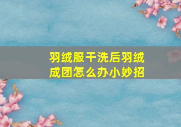 羽绒服干洗后羽绒成团怎么办小妙招