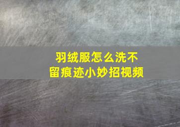 羽绒服怎么洗不留痕迹小妙招视频