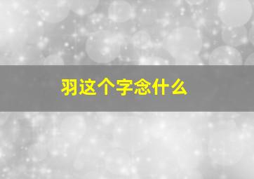 羽这个字念什么