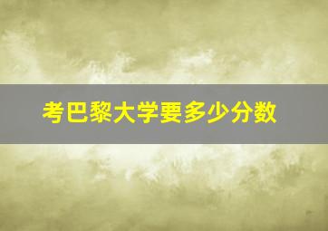 考巴黎大学要多少分数