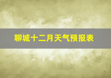 聊城十二月天气预报表