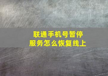 联通手机号暂停服务怎么恢复线上