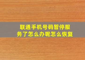 联通手机号码暂停服务了怎么办呢怎么恢复