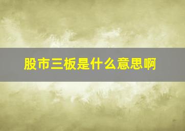 股市三板是什么意思啊