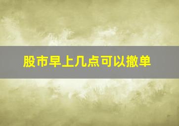 股市早上几点可以撤单