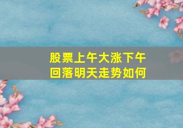 股票上午大涨下午回落明天走势如何