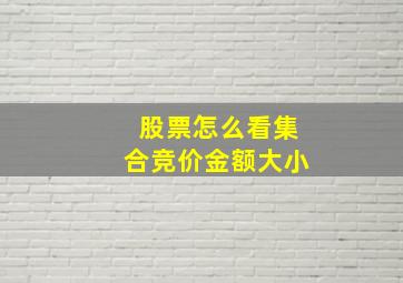 股票怎么看集合竞价金额大小