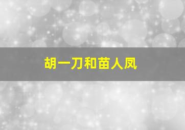 胡一刀和苗人凤