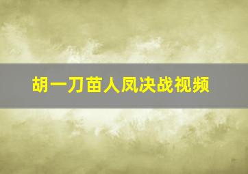 胡一刀苗人凤决战视频