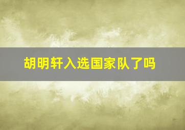 胡明轩入选国家队了吗