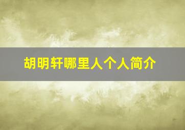 胡明轩哪里人个人简介