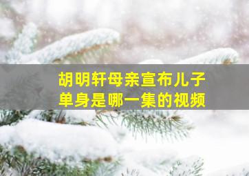 胡明轩母亲宣布儿子单身是哪一集的视频