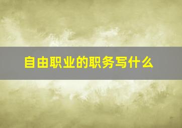 自由职业的职务写什么