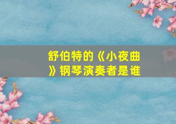 舒伯特的《小夜曲》钢琴演奏者是谁