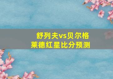 舒列夫vs贝尔格莱德红星比分预测