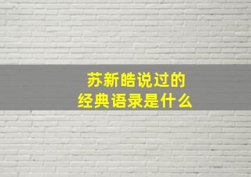 苏新皓说过的经典语录是什么