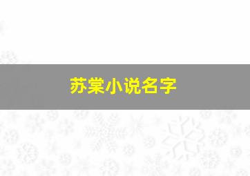 苏棠小说名字