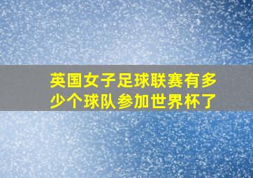 英国女子足球联赛有多少个球队参加世界杯了