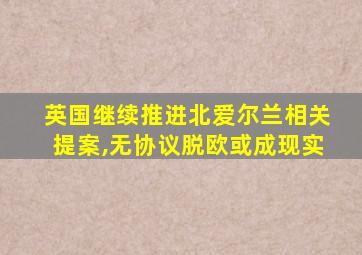 英国继续推进北爱尔兰相关提案,无协议脱欧或成现实