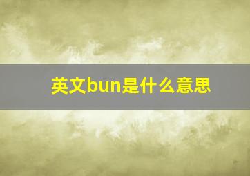 英文bun是什么意思