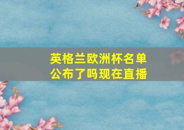 英格兰欧洲杯名单公布了吗现在直播