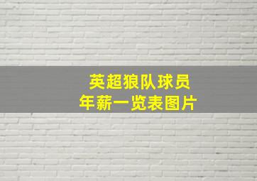 英超狼队球员年薪一览表图片