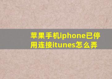 苹果手机iphone已停用连接itunes怎么弄