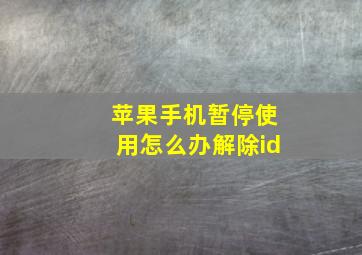 苹果手机暂停使用怎么办解除id