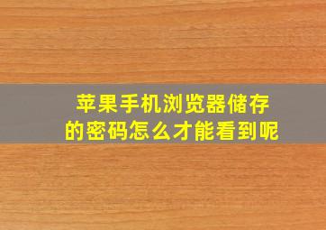 苹果手机浏览器储存的密码怎么才能看到呢