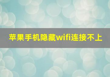 苹果手机隐藏wifi连接不上