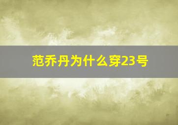 范乔丹为什么穿23号