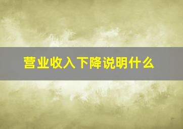 营业收入下降说明什么