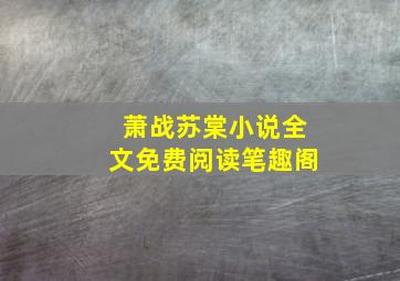 萧战苏棠小说全文免费阅读笔趣阁