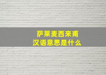 萨莱麦西来甫汉语意思是什么