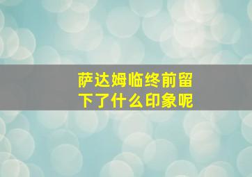 萨达姆临终前留下了什么印象呢