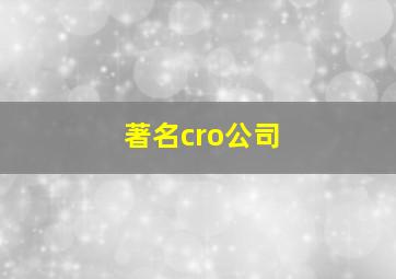 著名cro公司