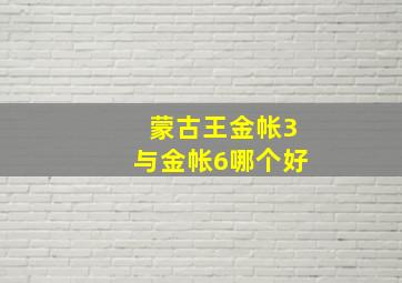 蒙古王金帐3与金帐6哪个好