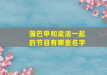 蒲巴甲和梁洁一起的节目有哪些名字