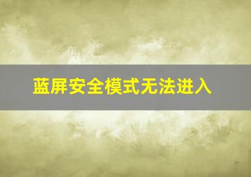 蓝屏安全模式无法进入