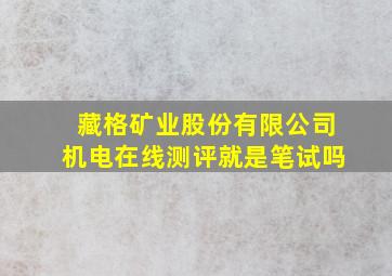 藏格矿业股份有限公司机电在线测评就是笔试吗