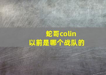 蛇哥colin以前是哪个战队的