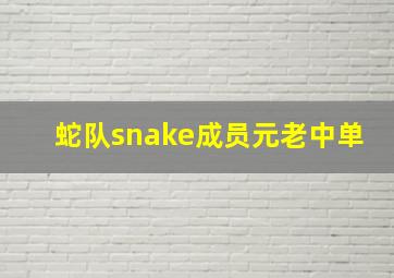 蛇队snake成员元老中单