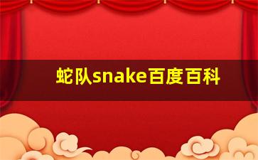 蛇队snake百度百科