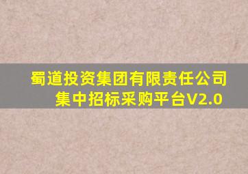 蜀道投资集团有限责任公司集中招标采购平台V2.0