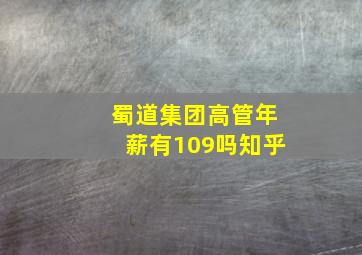 蜀道集团高管年薪有109吗知乎