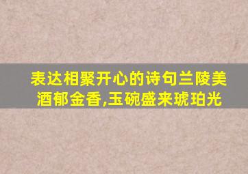 表达相聚开心的诗句兰陵美酒郁金香,玉碗盛来琥珀光