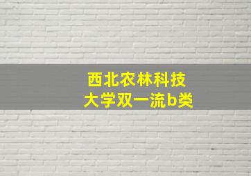 西北农林科技大学双一流b类