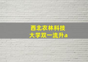 西北农林科技大学双一流升a