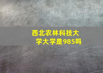 西北农林科技大学大学是985吗