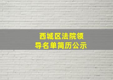 西城区法院领导名单简历公示